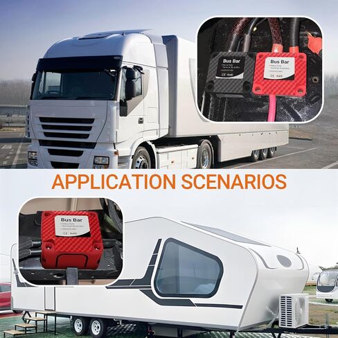 450A 48V DC Heavy Duty Busbar (Red/Black) - Marine Grade RV Solar Truck Battery Power Distribution Block with 4X M10 (3/8") Stud Terminals & Detachable Cover in Saudi Arabia