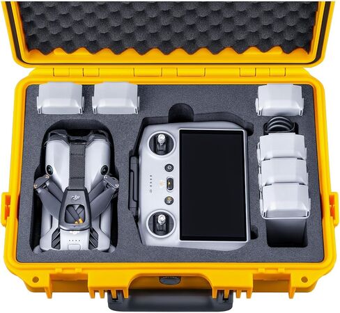 جراب صلب مقاوم للماء من Lykus Titan MM510 لهاتف DJI Mini 5 Pro وRC2/RC-N3، يدعم ما يصل إلى 7 بطاريات، أصفر [الجراب فقط] in Saudi Arabia