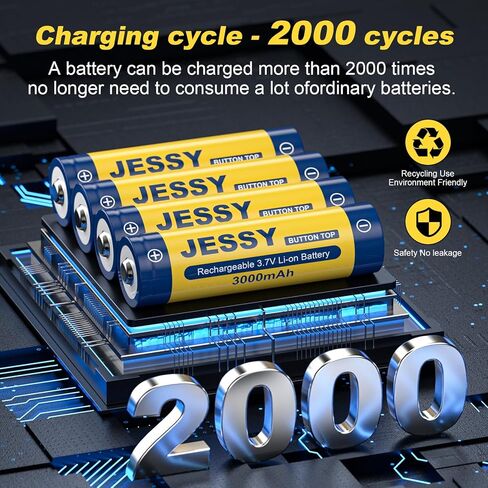 3.7Volt Rechargeable Battery Charger Set, 3.7Volt Rechargeable Battery Button Top 3000mAh for Flashlights, Headlamp(6Pack Batteries Button Top+Charger) in Kuwait