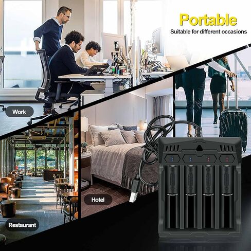 18650 Battery Charger 4 Bay Two Way Smart Universal Charger for Rechargeable Batteries Lithium Li-ion IMR INR ICR 10440 14500 16340 20700 21700 22700 26650 26700 No Battery in Saudi Arabia