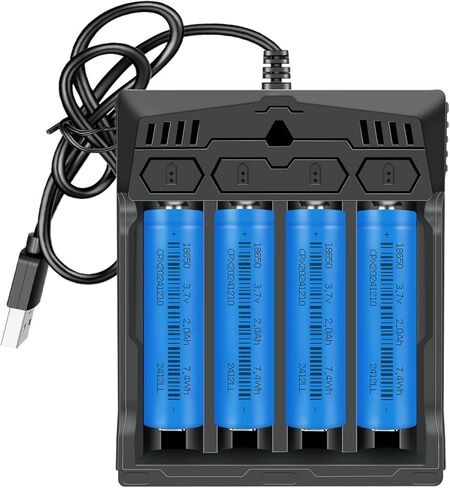18650 Battery Charger 4 Bay Two Way Smart Universal Charger for Rechargeable Batteries Lithium Li-ion IMR INR ICR 10440 14500 16340 20700 21700 22700 26650 26700 No Battery in Saudi Arabia
