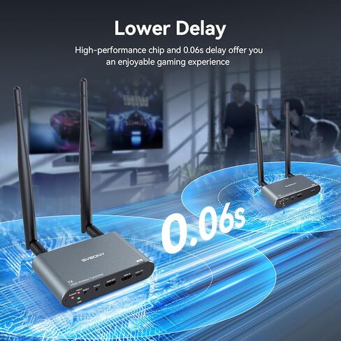 جهاز إرسال واستقبال HDMI لاسلكي SVBONY TransAir2 4K 30 هرتز، 5.8 جيجا هرتز، 1TX إلى 4 RXS، 1000 قدم، حلقة HDMI، تمديد IR، زمن انتقال 0.06 ثانية، 9 قنوات، من الكمبيوتر الشخصي والكمبيوتر المحمول وSTB إلى التلفزيون وجهاز العرض والشاشة in Kuwait