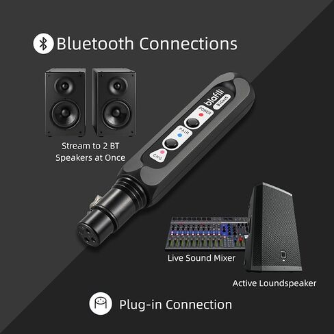 Bicast - جهاز إرسال صوت XLR وUSB-C بلوتوث 5.2 للخلاطات وأنظمة PA - aptX HD/متكيف، تيار إلى 2 مكبرات صوت بلوتوث/أجهزة استقبال في وقت واحد، بطارية 16 ساعة، تدفق صوتي احترافي in Kuwait