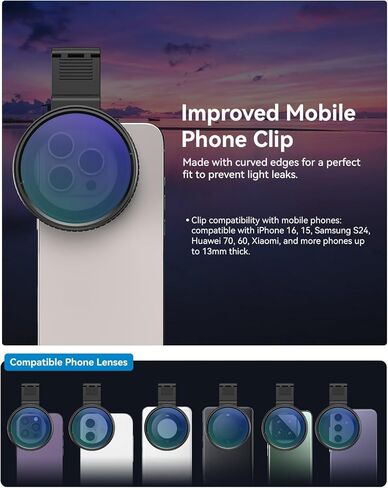 MIAO LAB 67mm CPL Filter for Phone, HD Polarizing Filter & Universal Cell Phone Clip, with Carrying Pouch & Cleaning Cloth, for iPhone 16/15/14, Samsung Galaxy & All Smartphones in Saudi Arabia