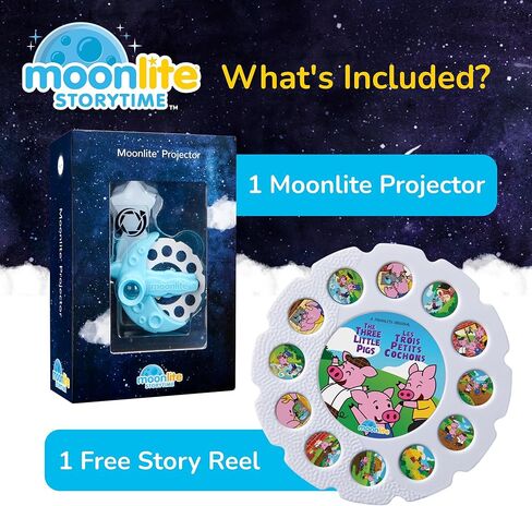 جهاز عرض Moonlite Storytime، جهاز عرض سحري لكتب الأطفال وقت النوم لتجربة قراءة غامرة، جهاز عرض القصص القصيرة المتوافق مع الهاتف الذكي، متعة التعلم التفاعلي للأطفال in Saudi Arabia