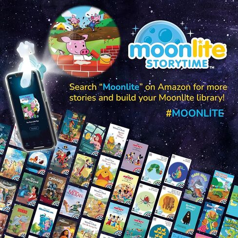 جهاز عرض Moonlite Storytime، جهاز عرض سحري لكتب الأطفال وقت النوم لتجربة قراءة غامرة، جهاز عرض القصص القصيرة المتوافق مع الهاتف الذكي، متعة التعلم التفاعلي للأطفال in Saudi Arabia