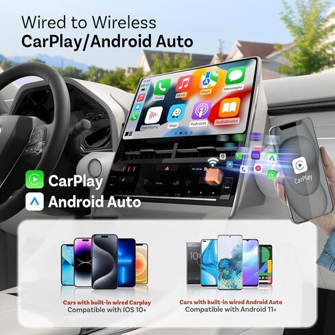 OTTOCAST Mini 3.0 (Pot) 2025 2-in-1 Wireless CarPlay/Android Auto Adapter, 5GHz WiFi, Auto Connect for 2016+ Cars in Saudi Arabia