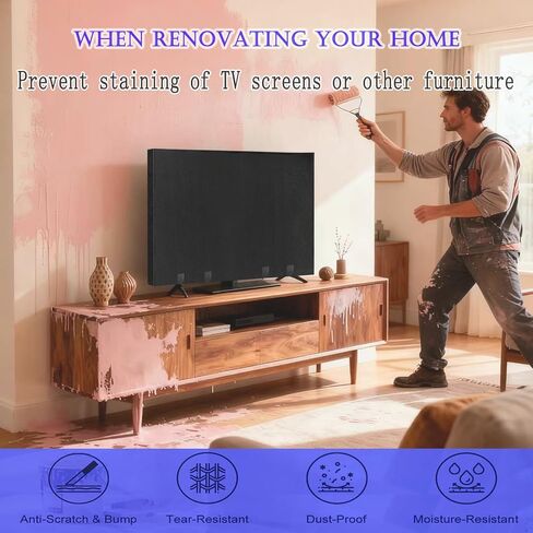 50"-55" Thicken TV Cover Moving Dust Anti-Scratch TV Screen Cover Fits with Bottom Strap, Heavy Duty Felt Screen Protector, for Protection TV Moving Home Renovation Scratch or Other Furniture in Saudi Arabia