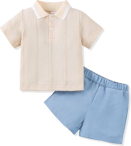Renotemy Toddler Baby Boys Clothes Summer Outfits Polo Shirt Shorts Set 2Pcs Boys Clothing Sets 12 Month-5T in Saudi Arabia