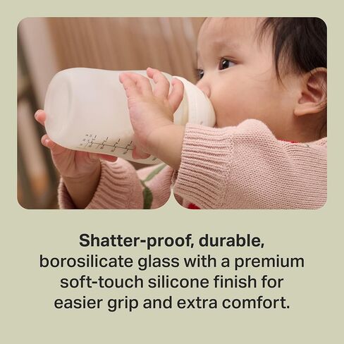Tommee Tippee Natural Start Silicone Coated Glass Baby Bottles for Feeding from Newborn Up, 5oz, 2 Pack in Saudi Arabia