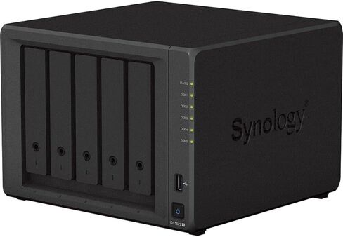 Synology DiskStation DS1522+ NAS Server with Ryzen 2.6GHz CPU, 32GB Memory, 10TB SSD Storage, 1TB M.2 NVMe SSD, 4 x 1GbE LAN Ports, DSM Operating System in Saudi Arabia