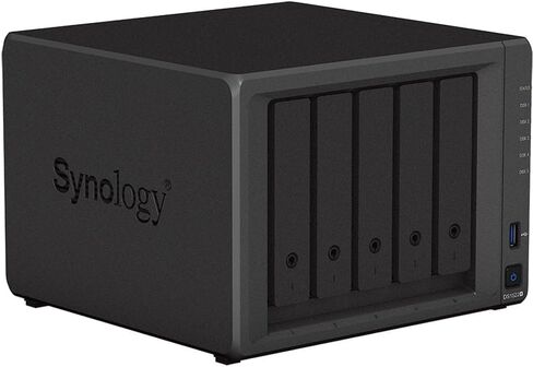Synology DiskStation DS1522+ NAS Server with Ryzen 2.6GHz CPU, 32GB Memory, 10TB SSD Storage, 1TB M.2 NVMe SSD, 4 x 1GbE LAN Ports, DSM Operating System in Saudi Arabia