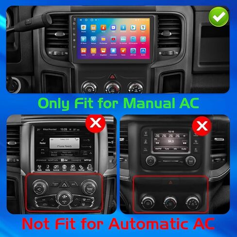 راديو سيارة Android 14 8 Core 4+64G مطور لسيارة Dodge Ram 2013-2019 1500 2500 3500 تيار متردد يدوي مع تشغيل لاسلكي وشاشة لمس فائقة الدقة Android Auto 9 بوصة، AM/FM/RDS، كاميرا احتياطية، SWC in Kuwait