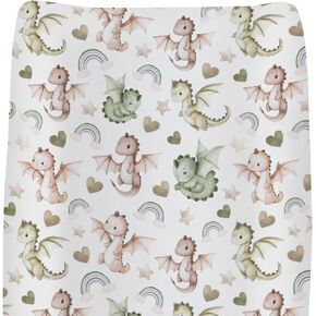 Fantasy Floral Dragons Changing Pad Covers for Baby Girls Boys Fairytale Dragon Gothic Black Purple Flowers Fitted Changing Table Cover Mats Myth Animal Soft Diaper Changing Table Sheets 32''×16'' in Kuwait