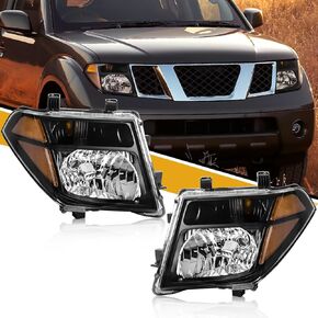 مجموعة المصابيح الأمامية متوافقة مع Nissan 2005-2008 Frontier / 2005-2007 Pathfinder، مجموعة زوج استبدال المصابيح الأمامية الهالوجين لـ 26060EA525 26010EA525، بدون لمبة، زاوية صفراء للمبيت الشفاف in Kuwait