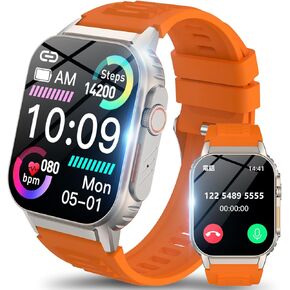 ساعة ذكية للرجال (الرد/إجراء المكالمات)، ساعة ذكية للياقة البدنية مقاس 2.13 بوصة لأجهزة Android وiPhone، مقاومة للماء IP68/100+ أوضاع رياضية/مراقبة معدل ضربات القلب والنوم/عداد الخطى/ساعات للرجال (أسود) in Kuwait