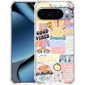 حافظة لهاتف Google Pixel 10/10 Pro بتصميم جمالي، مجموعة اقتباسات إيجابية من Good Vibes، غطاء هاتف ممتص للصدمات من مادة TPU الناعمة الشفافة، 6.3 بوصة (جيد، P10) in Kuwait
