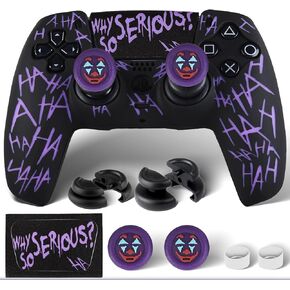 ملصق غطاء جلدي من السيليكون × 1 ومقابض ممتدة × 2 لوحدة تحكم PS5 The Joker Purple in Kuwait
