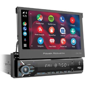 باور اكوستيك CA1-77W | ستيريو سيارة قابل للطي مقاس 7 بوصات مع Apple CarPlay وAndroid Auto اللاسلكي، راديو سيارة بلوتوث بشاشة لمس DIN واحدة، دعم كاميرا احتياطية، USB/SD، AM/FM، مكالمات بدون استخدام اليدين in Kuwait