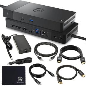 WD22TB4 Dell Thunderbolt 4 Dock 180W - 40Gbps, 3 Years Warranty, USB-C/USB-A Dell Docking Station with 180W Adapter + Techtray Cables & Cloth - Supports Dual/Triple Monitor & 4K Displays (New) in Saudi Arabia