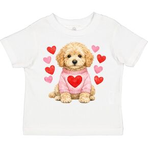 inktastic Cute Golden Doodle Puppy Heart Valentine's Day Toddler T-Shirt in Saudi Arabia
