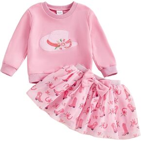 Kayotuas Western Toddler Girl Clothes Fall Outfit Cowboy Hat Sweatshirt Tops and Tulle Tutu Skirts Set Little Cowgirl Dress in Saudi Arabia