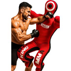 Grappling Dummy for Wrestling, BJJ, Judo, Karate, Jiu Jitsu Training, Adult, Youth Practice Dummies - Unfilled (Red) in Kuwait