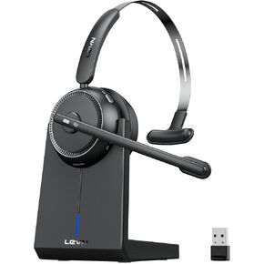 LEVN Wireless Headset 5.2, Wireless Headset with Mic for Work with(Noise Cancelling),Bluetooth Headphones for Work from Home/Office/PC/Computer/Center(Black) in Kuwait