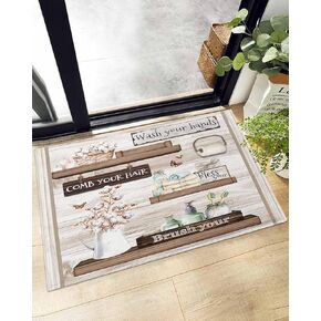 Indoor Doormat Rustic Flower Wood Butterfly Bottle,Shaggy Floor Mat with Non-Skid Backing Bathroom Text Theme,Machine Washable Plush Area Rug Carpets for Kitchen Nursery Bedroom in Saudi Arabia