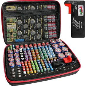 Battery Organizer with BT-168 Tester,EVA Battery Storage Case for 210+ AA AAA C D 9V, Fireproof Waterproof Explosionproof Portable Battery Holder for Home,Garage,Travel (Case Only) in Saudi Arabia