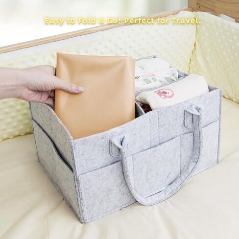 وسادة تغيير الحفاضات من إلانتريب - وسادة تغيير الحفاضات الجلدية للأطفال، سجادة تغيير الحفاضات المحمولة أثناء السفر، سجادة تغيير الحفاضات المدمجة، تناسب حقيبة الحفاضات باللون البيج in Kuwait