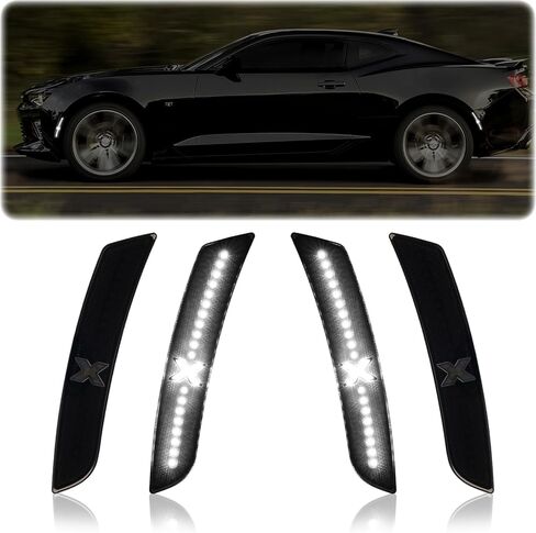 مصابيح LED الجانبية للمصد الأمامي من POPMOTORZ متوافقة مع مجموعة مصابيح التحديد الأمامية CTS & CTS V 2003-2007، استبدل قطعة OEM # 15930692 15930691 GM2551189 GM2550189 - عدسة شفافة in Saudi Arabia