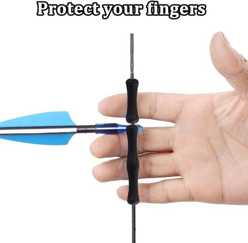 CRASPIRE 6 Sets Bow String Finger Guard Archery Finger Protection Column Black Silicone Recurve Bowstring Longbows Needle Tab Savers Sets for Hunting Shooting Archery Recurve Bow Protection in Saudi Arabia