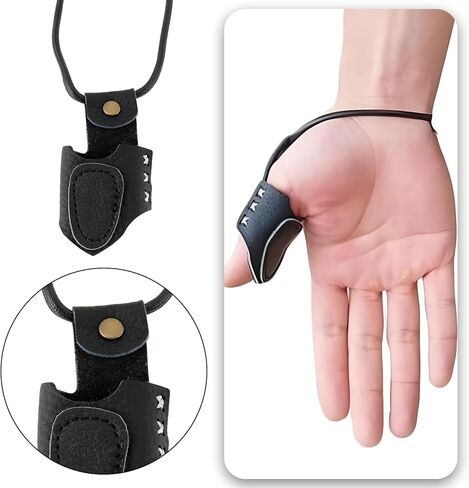 1PC Archery Thumb Ring PU Leather Thumb Guard Ring with Rope Length 30cm for Novice Archers Archery Competition Training Black in Saudi Arabia