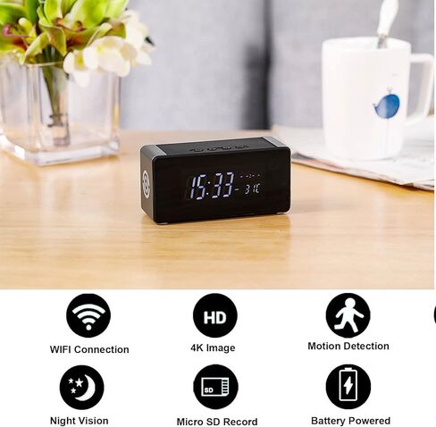 كاميرا مراقبة صغيرة لاسلكية واي فاي، كاميرا مراقبة عالية الدقة 4K/2K/1080P لدعم سلامة المنزل 5G&2.4G مع رؤية ليلية واكتشاف الحركة، التحكم في التطبيق مع تخزين SD in Kuwait