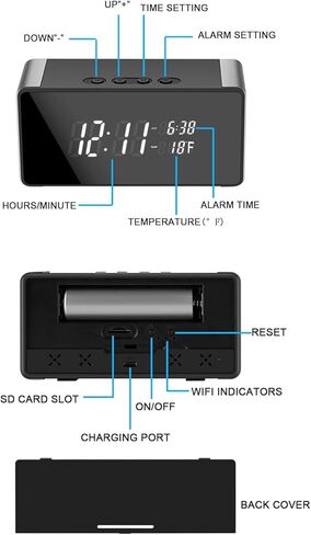 كاميرا مراقبة صغيرة لاسلكية واي فاي، كاميرا مراقبة عالية الدقة 4K/2K/1080P لدعم سلامة المنزل 5G&2.4G مع رؤية ليلية واكتشاف الحركة، التحكم في التطبيق مع تخزين SD in Kuwait