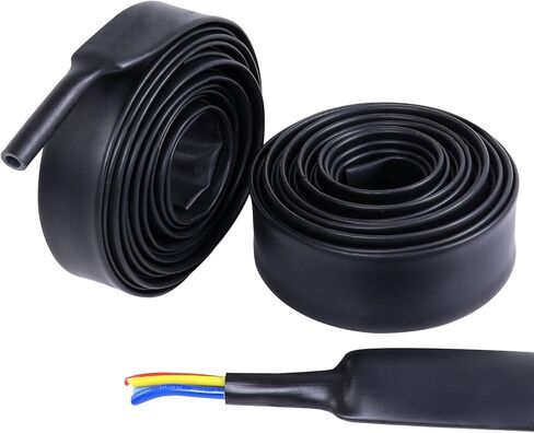 Electrical Flat Heat Shrink Tubing, High Ratio Farbric Heat Shrinkable Braided Sleeving Cord Protection for Cable Sheathing (Clear(4 in 1 Shrink Ratio), 5/8''-18FT) in Saudi Arabia