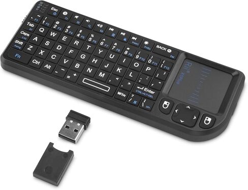 لوحة مفاتيح Rii Mini Bluetooth، لوحة مفاتيح لاسلكية محمولة بإضاءة خلفية 2.4G مع لوحة لمس، متوافقة مع التلفزيون الذكي، Google، Amazon Fire Stick، HTPC/IPTV، الكمبيوتر الشخصي in Saudi Arabia