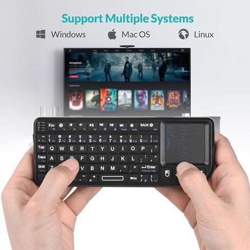 لوحة مفاتيح Rii Mini Bluetooth، لوحة مفاتيح لاسلكية محمولة بإضاءة خلفية 2.4G مع لوحة لمس، متوافقة مع التلفزيون الذكي، Google، Amazon Fire Stick، HTPC/IPTV، الكمبيوتر الشخصي in Saudi Arabia