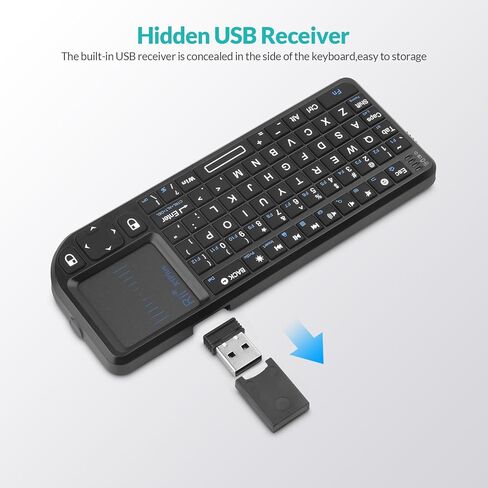 لوحة مفاتيح Rii Mini Bluetooth، لوحة مفاتيح لاسلكية محمولة بإضاءة خلفية 2.4G مع لوحة لمس، متوافقة مع التلفزيون الذكي، Google، Amazon Fire Stick، HTPC/IPTV، الكمبيوتر الشخصي in Saudi Arabia