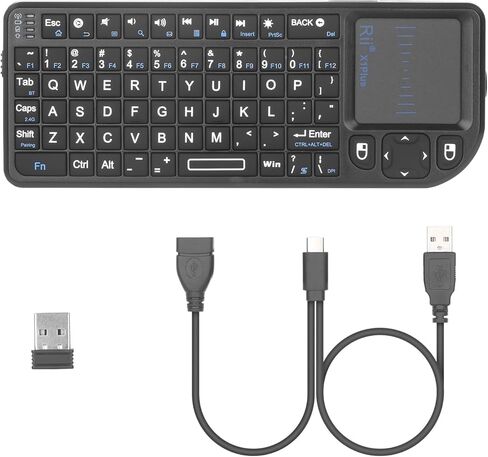 لوحة مفاتيح Rii Mini Bluetooth، لوحة مفاتيح لاسلكية محمولة بإضاءة خلفية 2.4G مع لوحة لمس، متوافقة مع التلفزيون الذكي، Google، Amazon Fire Stick، HTPC/IPTV، الكمبيوتر الشخصي in Saudi Arabia