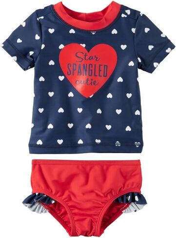 Carters Infant Girls Star Spandled Cutie Patriotic 2 Pc Rash Guard Swimming Suit in Saudi Arabia