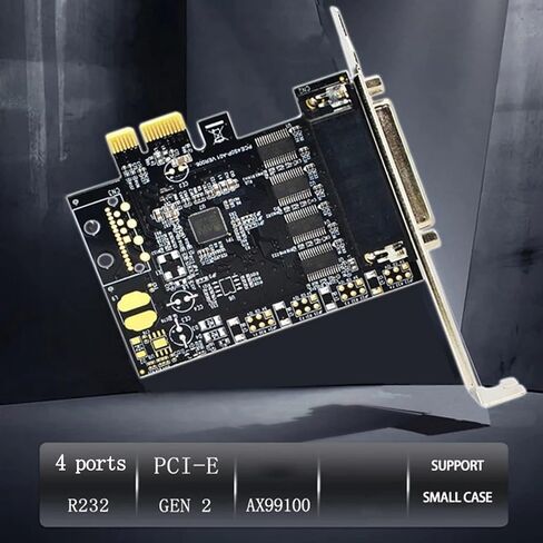 بطاقة المنفذ التسلسلي PCI-E Pcie إلى 4 منفذ تسلسلي 9-Pin بطاقة توسيع التحكم الصناعي 4-Port AX99100 مع كابل in Kuwait