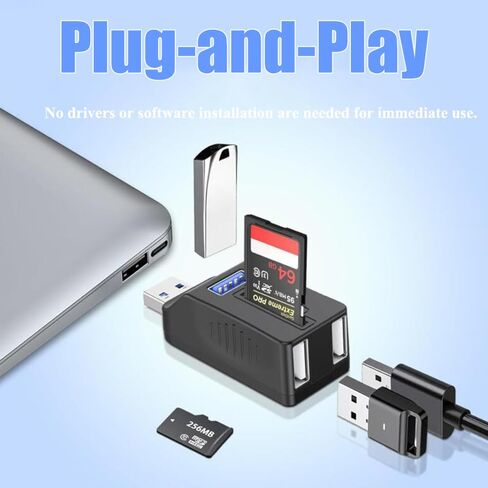 USB Hub, 5-in-1 Multi-Port Hub with SD/TF Card Reader, 3 USB Port, Portable Aluminum Adapter for MacBook, Chromebook, Windows Laptops and More(Black) in Saudi Arabia