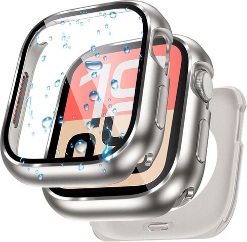 Goton AntiCrack Metal Case for Apple Watch Series 10 46mm Screen Protector, HD Tempered Glass, Daily Water-Resistant Alloy Bumper with Ceramic-Style Back Cover for iWatch 46 mm in Saudi Arabia
