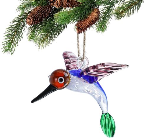 Glass Hummingbird Ornament Hanging for Xmas Tree Handmade Decorative Ornaments for Hummingbird Lovers Holiday Decorations in Saudi Arabia
