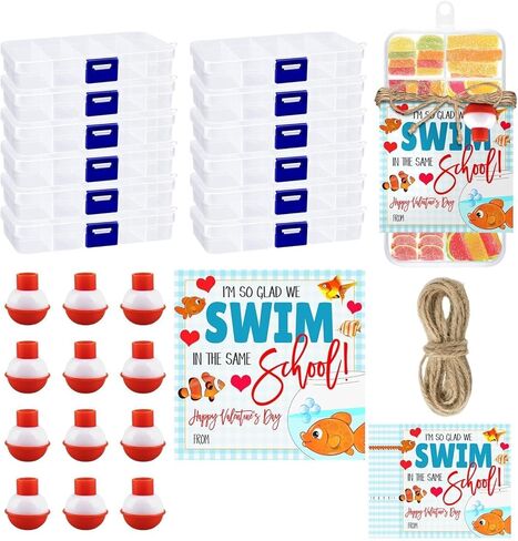 Gosodeny 24 Set Valentines Gifts Bulk Fishing Party Favors Fishing Candy Little Tackle Boxes for Making My Reel Fun Fishing Party Decorations Fishing Theme Gifts Supplies Classroom Rewards Prizes in Kuwait