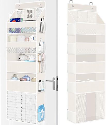 WISELIFE 5-Tier Over the Door Organizer for Nursery Hanging, Gray | Multi-Pocket Back of Door Baby Organizer for Diapers, Clothes & Nursery Essentials, Heavy-Duty Large Capacity, 50 Lb Capacity in Saudi Arabia