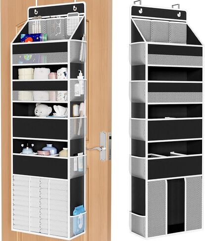 WISELIFE 5-Tier Over the Door Organizer for Nursery Hanging, Gray | Multi-Pocket Back of Door Baby Organizer for Diapers, Clothes & Nursery Essentials, Heavy-Duty Large Capacity, 50 Lb Capacity in Saudi Arabia