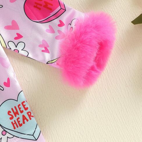 2Pcs Valentines Pajamas for Toddler Girl Lapel Button Bows Heart Print Tops and Pants Little Kids Girls PJ Nightgown in Saudi Arabia